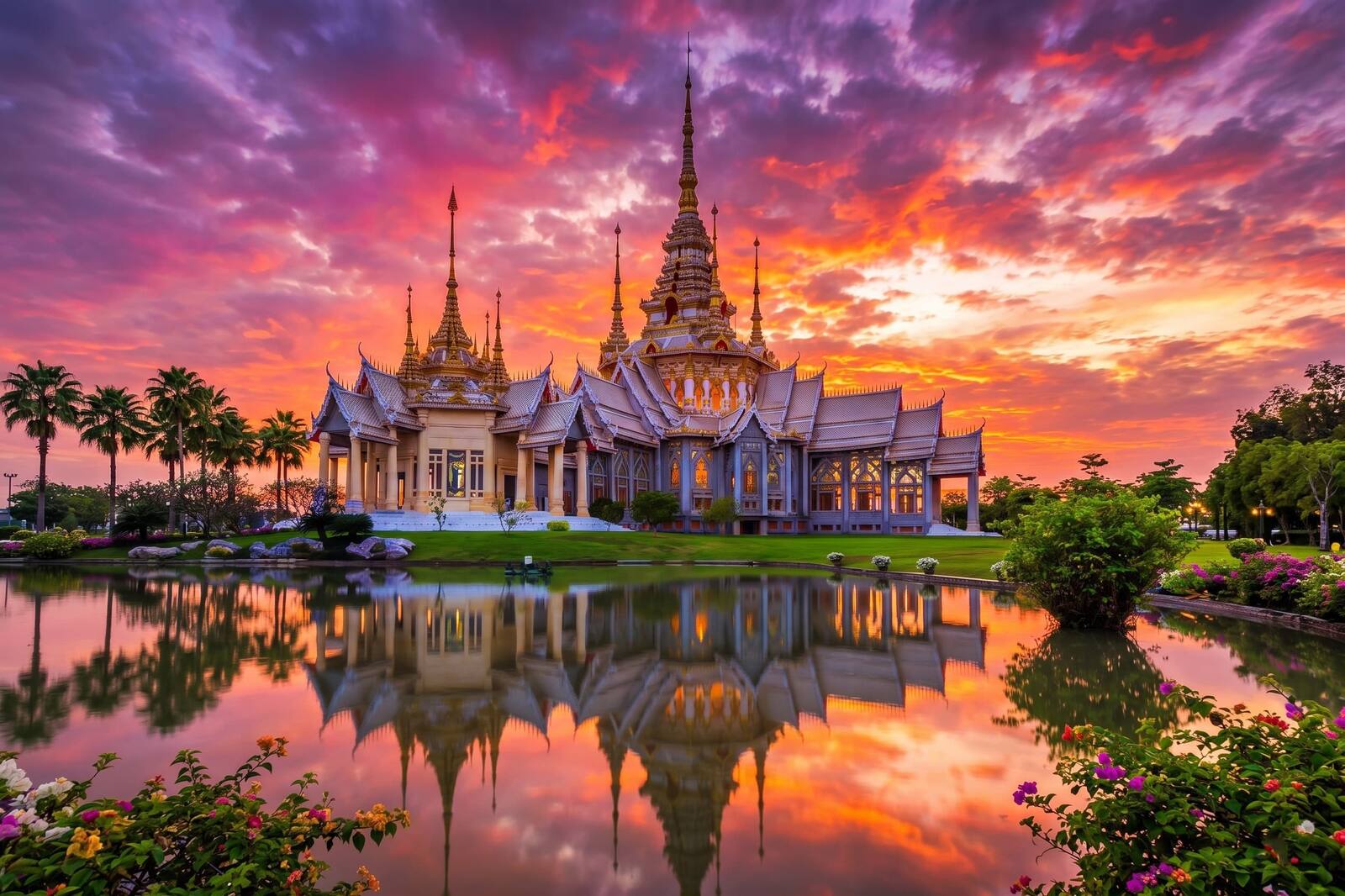 Thailand temple at sunset